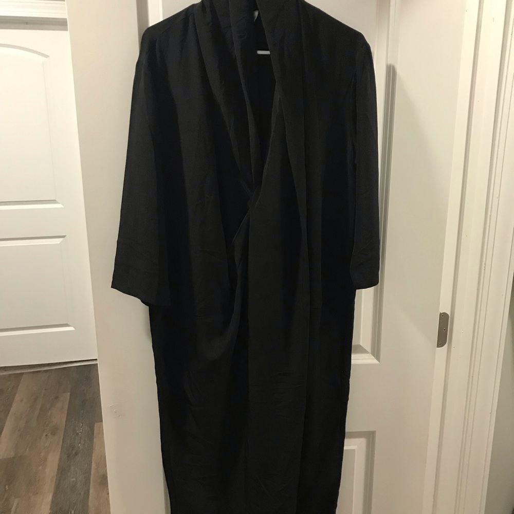 Dubgee long Black Cocoon 3/4 sleeve dress with pockets